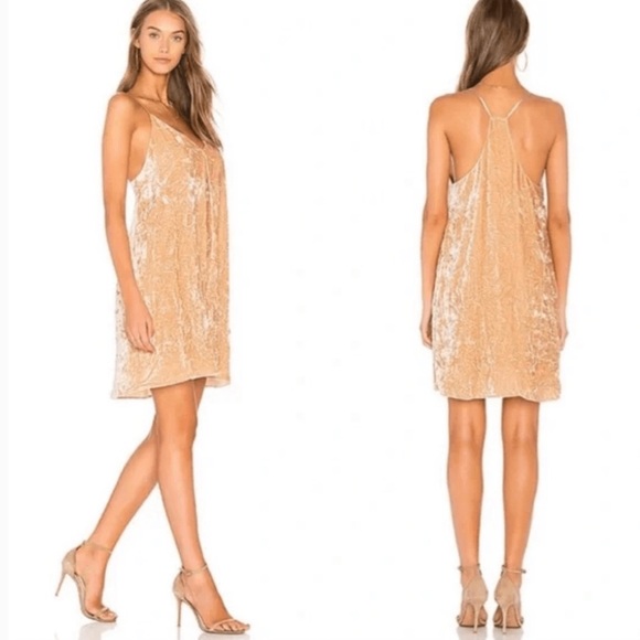 Alice + Olivia Fierra Crushed Velvet Cream Gold Tank Mini Dress Sz L Retail $295 - Picture 2 of 10